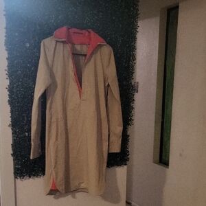 Elie Tahari Tan and Orange Trench Coat